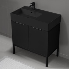 Modern Black Bathroom Vanity, 32 inch, Free Standing